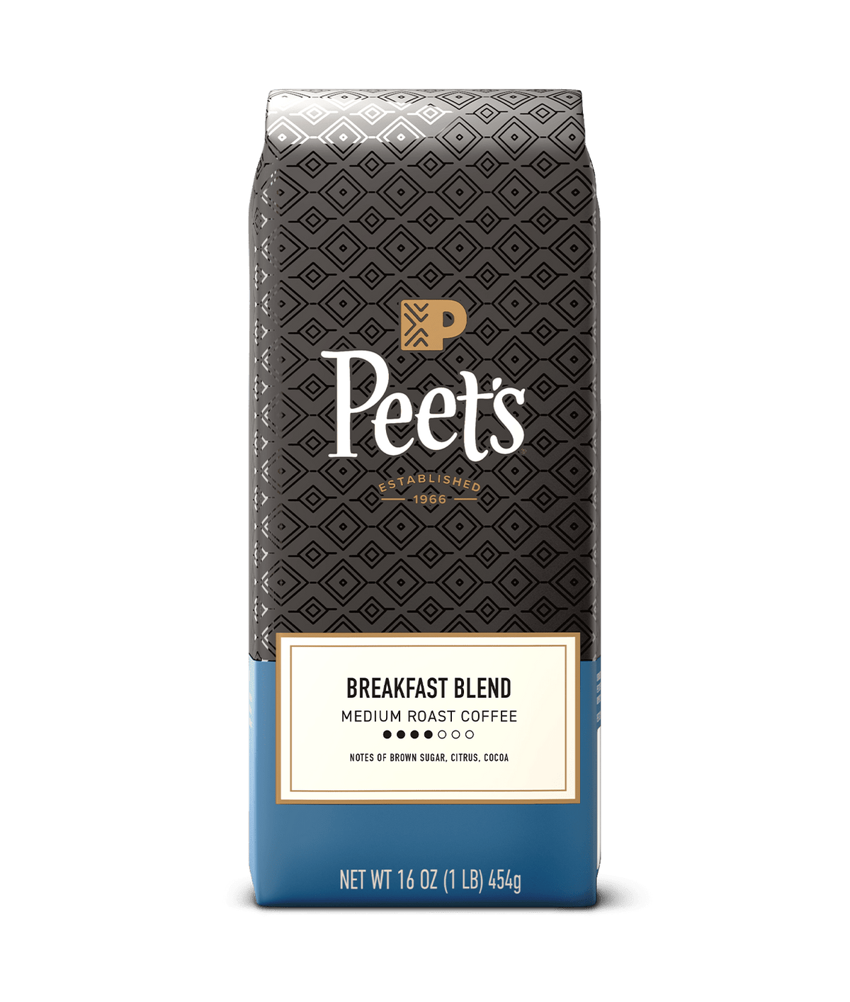 Peet's Coffee Breakfast Blend package on a transparent background
