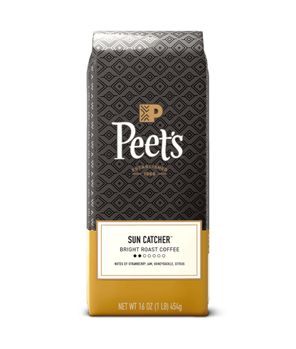 Peet's Coffee bag with 'Sun Catcher' label on a transparent background