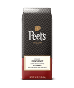 Peet's Organic French Roast coffee bag on a green background