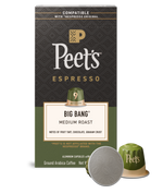 Peet's Espresso Big Bang coffee capsule packaging with a green and brown design.