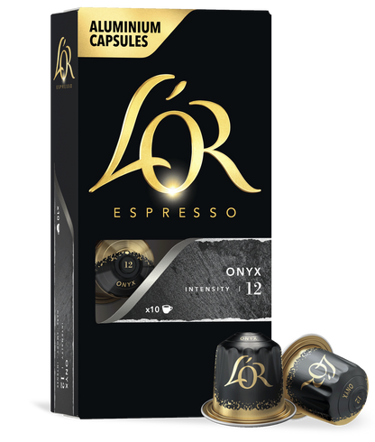 LöR Espresso aluminium capsules packaging with two capsules on a white background